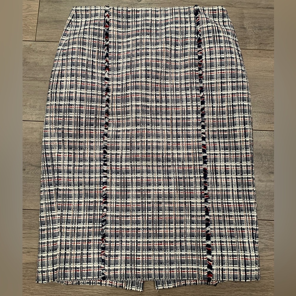 Womens J. Crew tweed, fringed pencil skirt size 4
